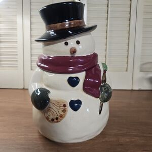 Russ Berrie 1990's Artist Snowman Cookie Jar w/Paintbrush & Palette
